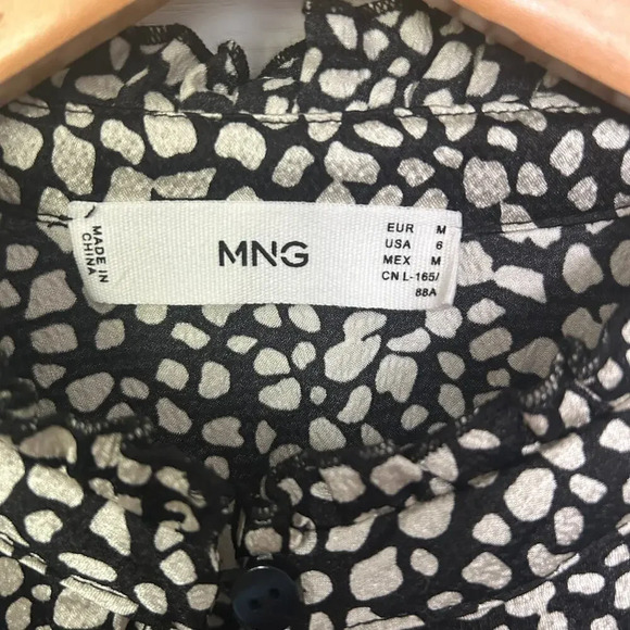 Mango Ruffle Printed Dress Size 6 Ecru NWOT - Picture 3 of 9